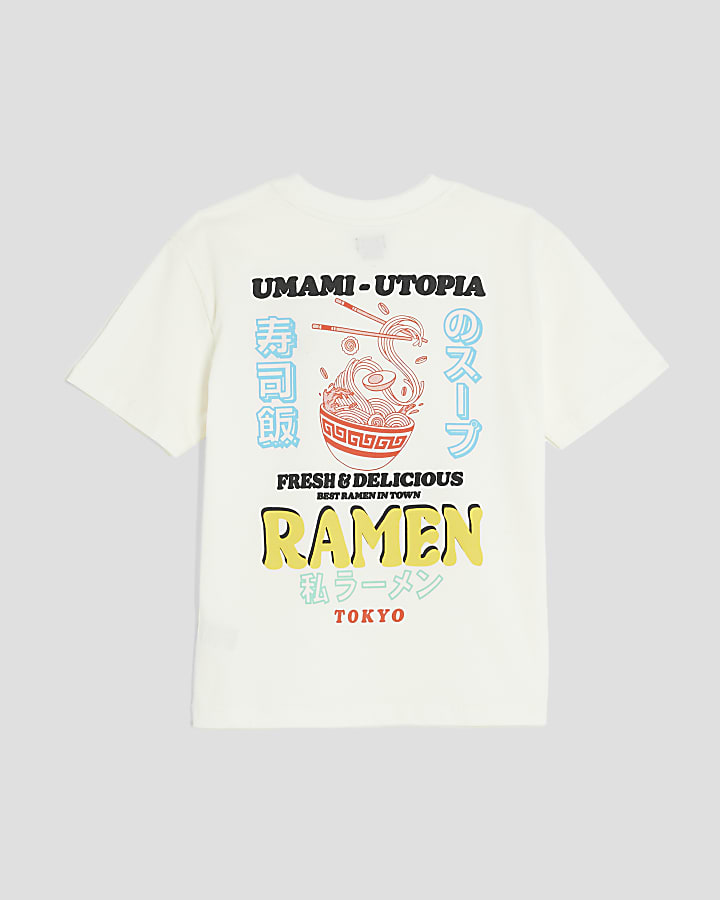 Boys White Japanese Ramen T-Shirt