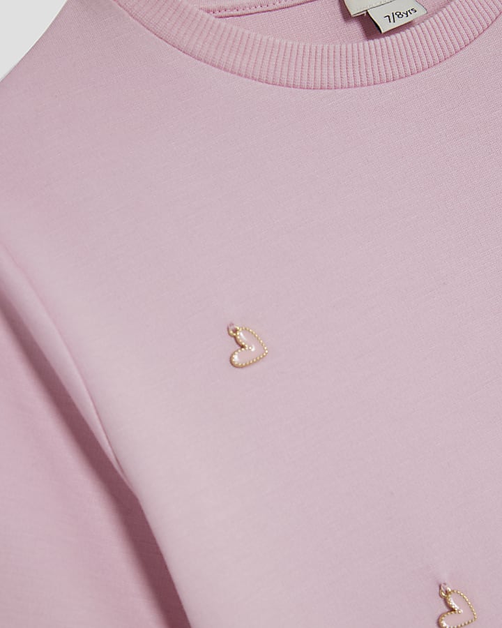 Girls Pink Charm Embellished T-Shirt