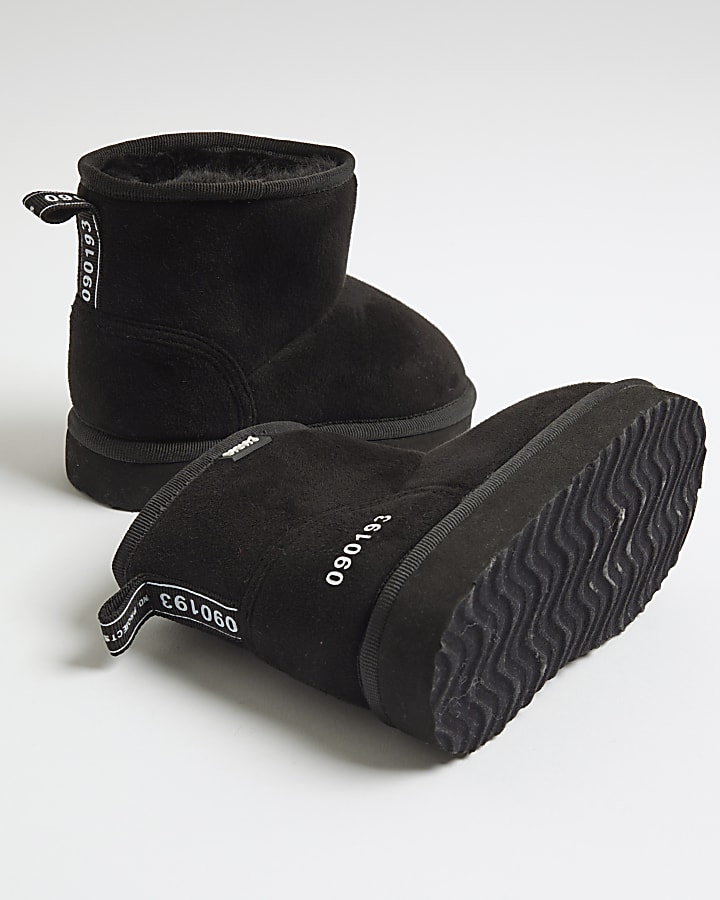 Mini boys Black Faux Fur Lined Boots
