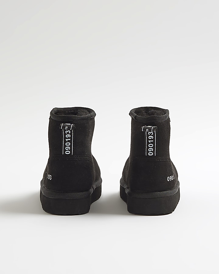 Mini boys Black Faux Fur Lined Boots