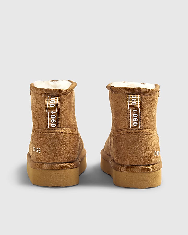 Mini Boys Beige Fur Lined Boots