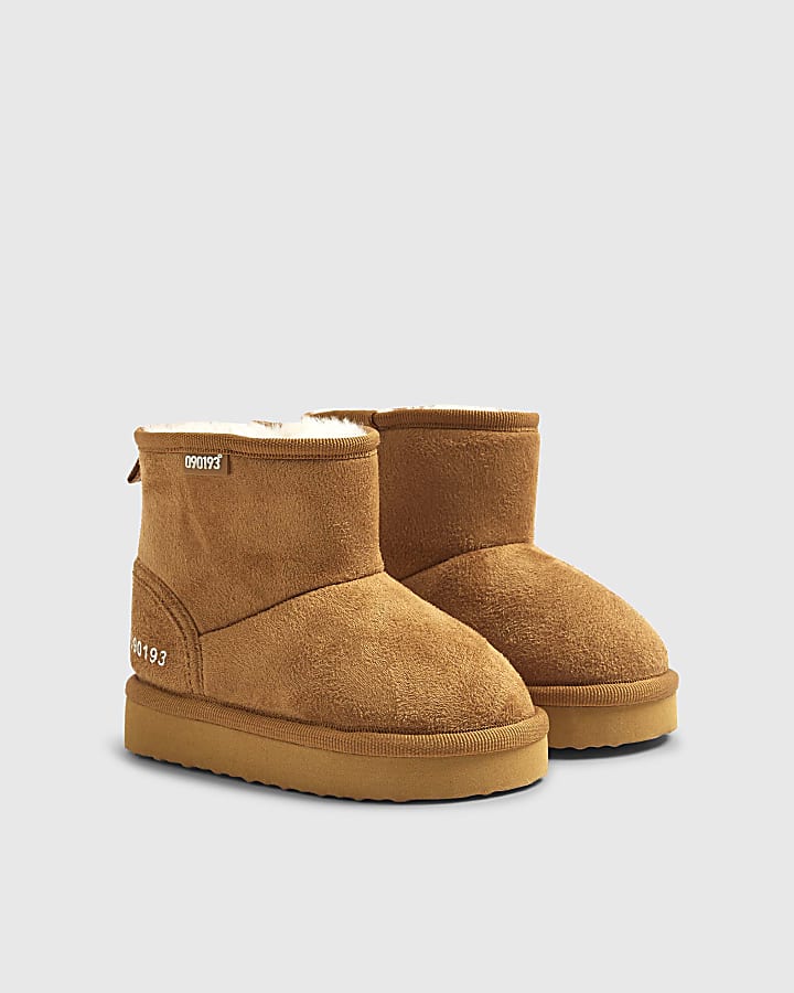 Mini Boys Beige Fur Lined Boots