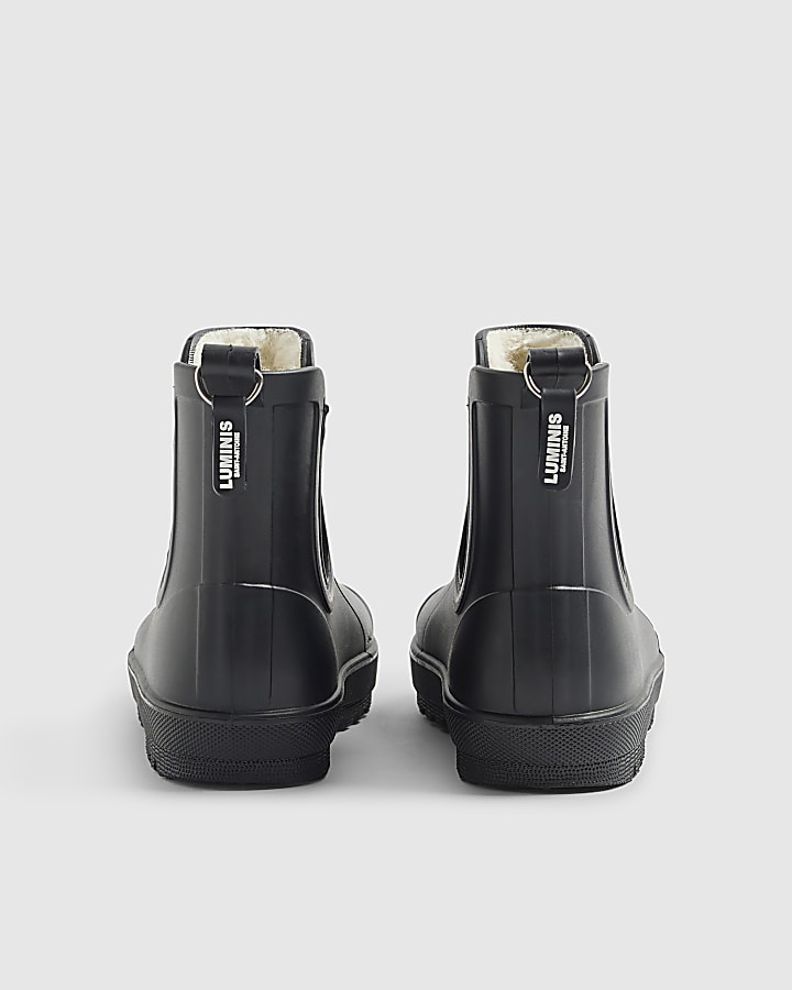 Boys Black Borg Lined Luminis Wellies