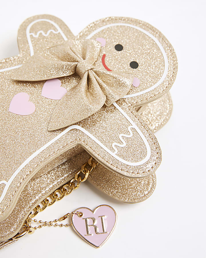 Girls Gold Gingerbread Man Cross Body Bag