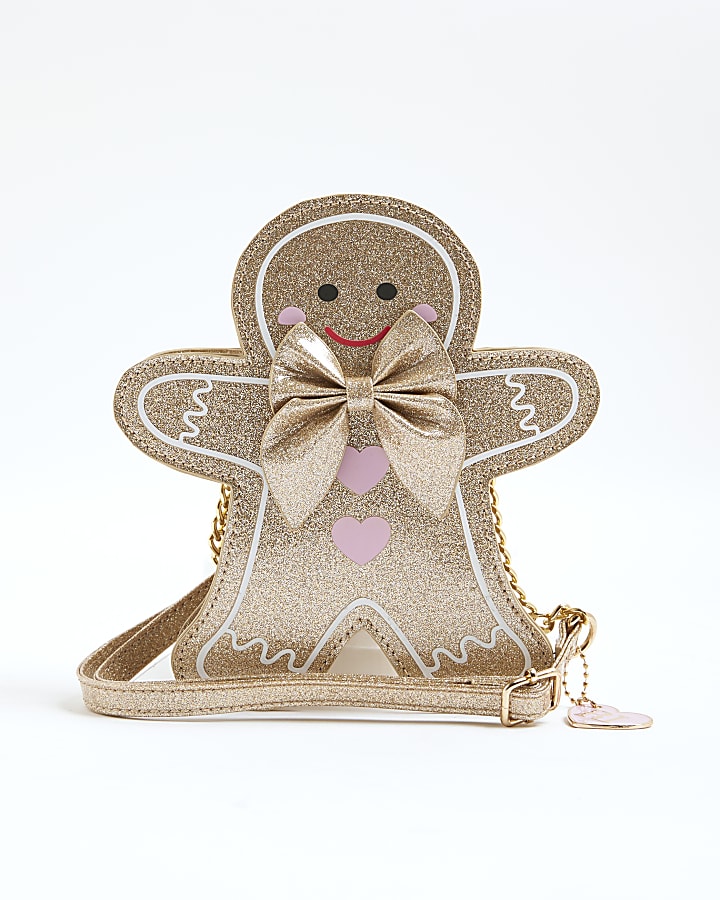 Girls Gold Gingerbread Man Cross Body Bag