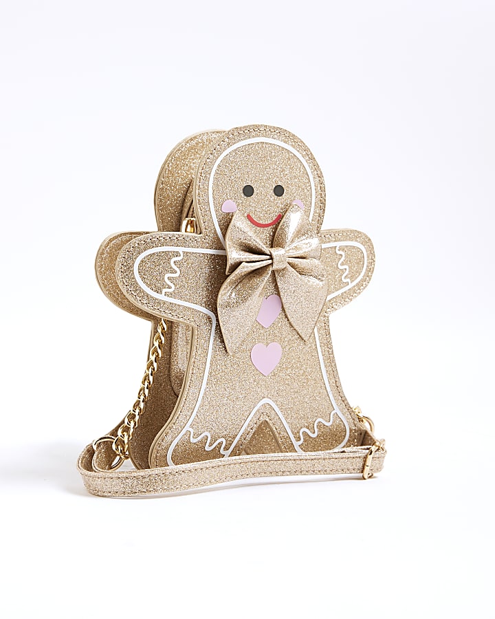 Girls Gold Gingerbread Man Cross Body Bag