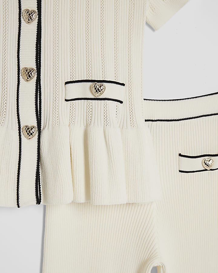 Girls Cream Peplum Waistcoat Set
