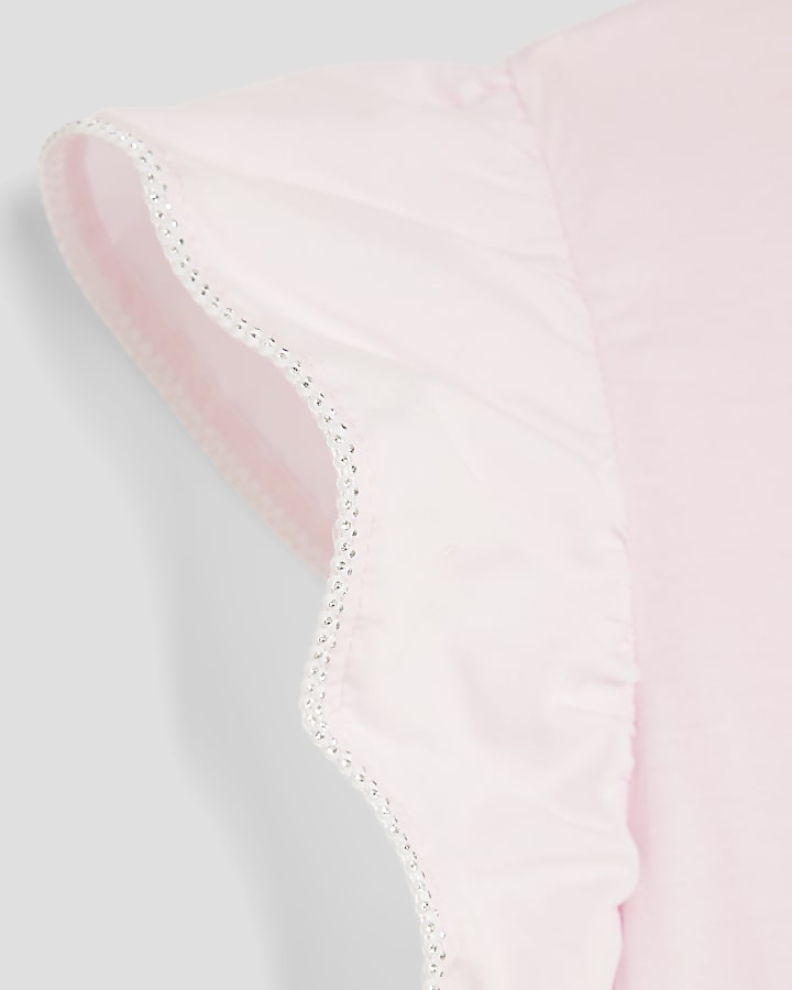 Girls Pink Love Frill T-Shirt