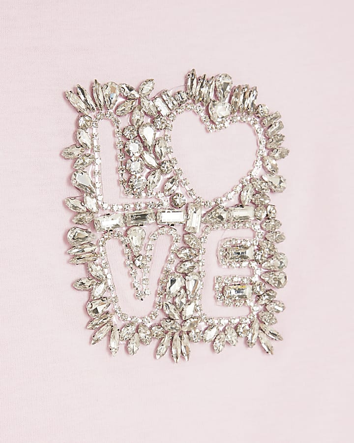 Girls Pink Love Frill T-Shirt