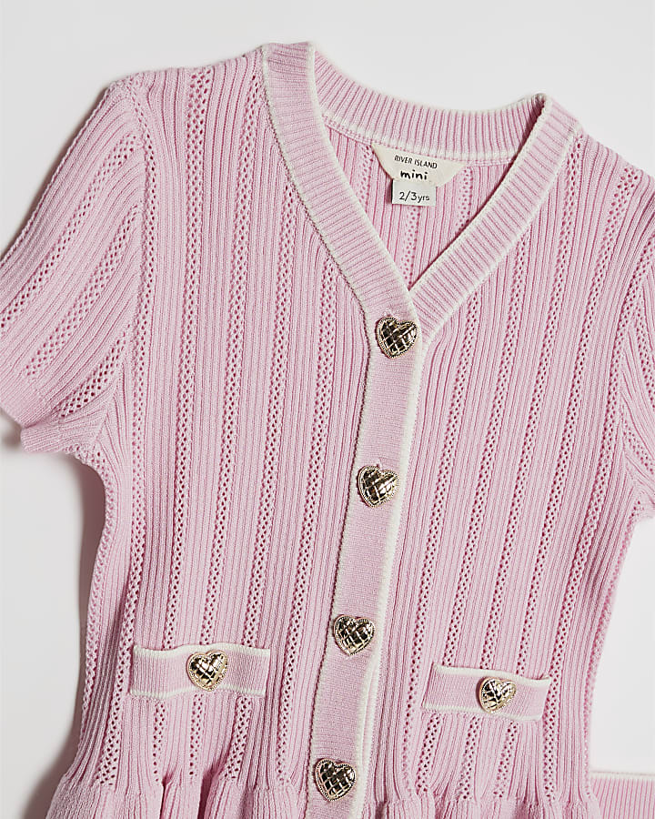 Mini Girls Pink Peplum Waistcoat Set