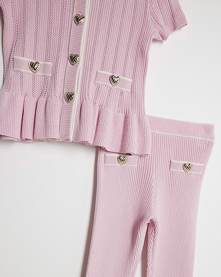 Mini Girls Pink Peplum Waistcoat Set