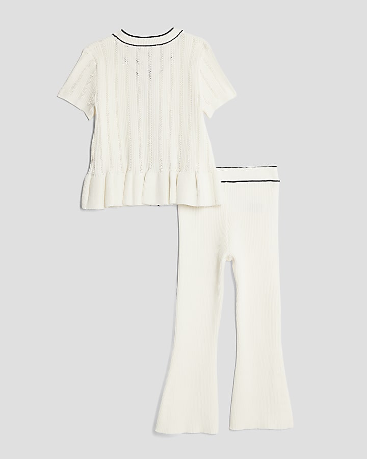 Mini Girls Cream Peplum Waistcoat Set