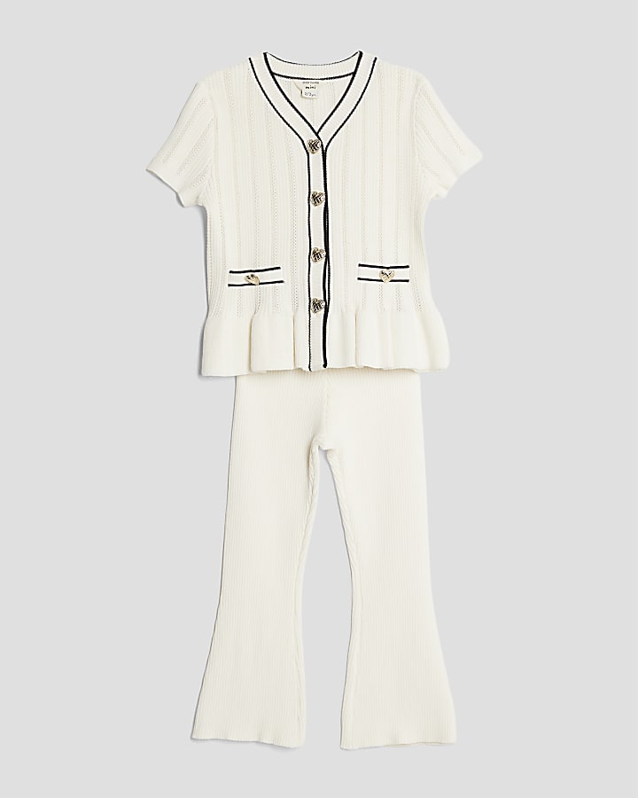 Mini Girls Cream Peplum Waistcoat Set