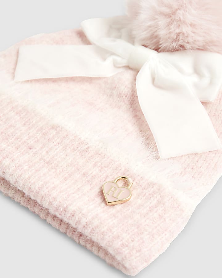 Mini Girls Pink 3D Bow Beanie