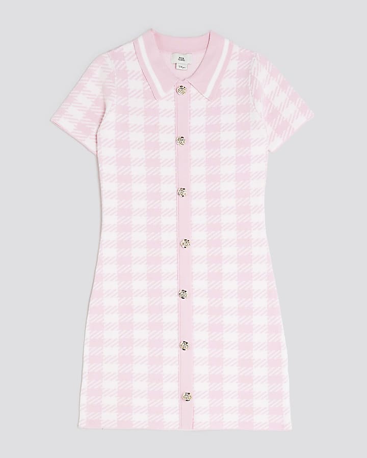 Girls Pink Gingham Dress