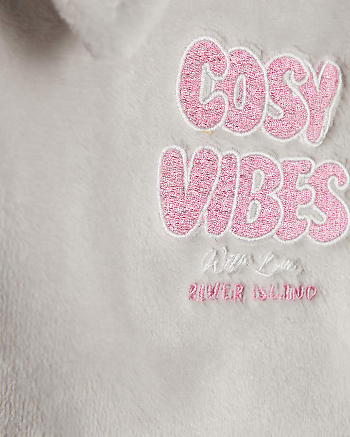 Girls Grey Cosy Vibes Velour Loungewear Set