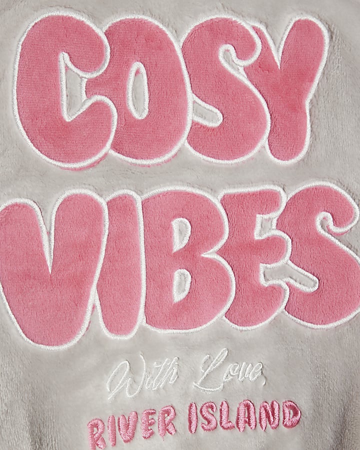 Girls Grey Cosy Vibes Velour Loungewear Set