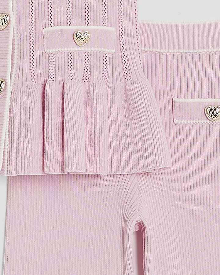 Girls Pink Peplum Waistcoat Set