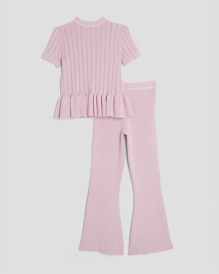 Girls Pink Peplum Waistcoat Set