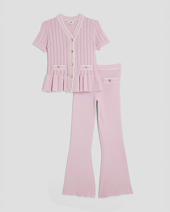 Girls Pink Peplum Waistcoat Set
