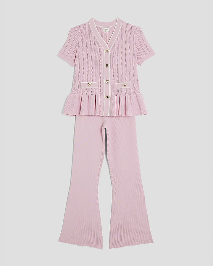 Girls Pink Peplum Waistcoat Set