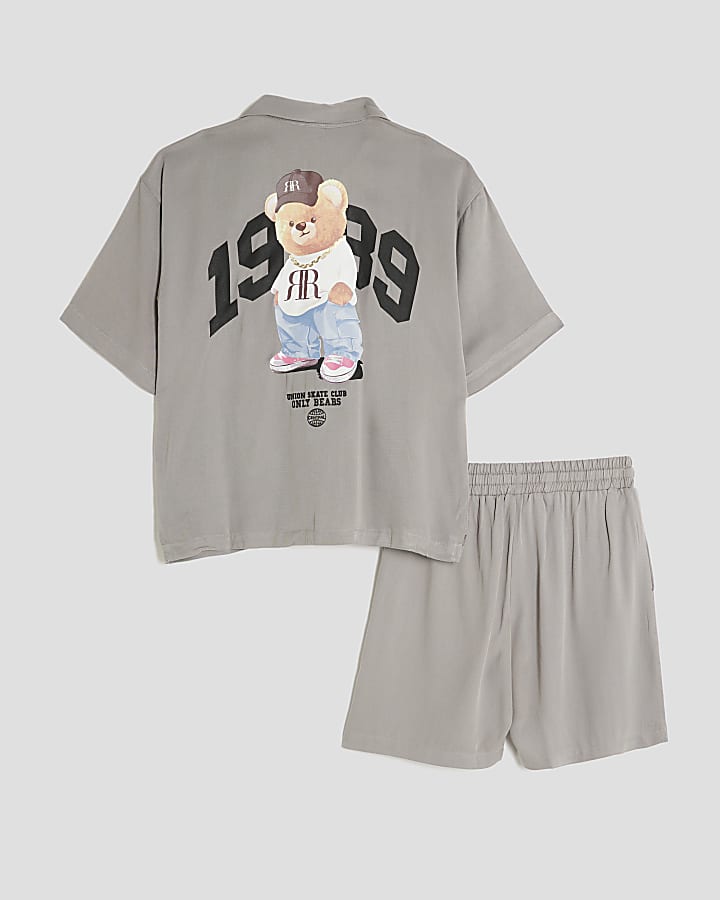 Boys Grey Bear Revere Shirt Set