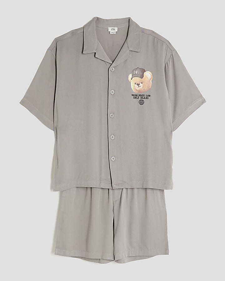 Boys Grey Bear Revere Shirt Set