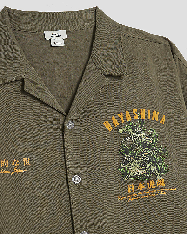 Boys Khaki Hayashima Shirt And Shorts Set