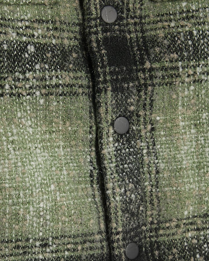 Boys Green Borg Check Hooded Overshirt