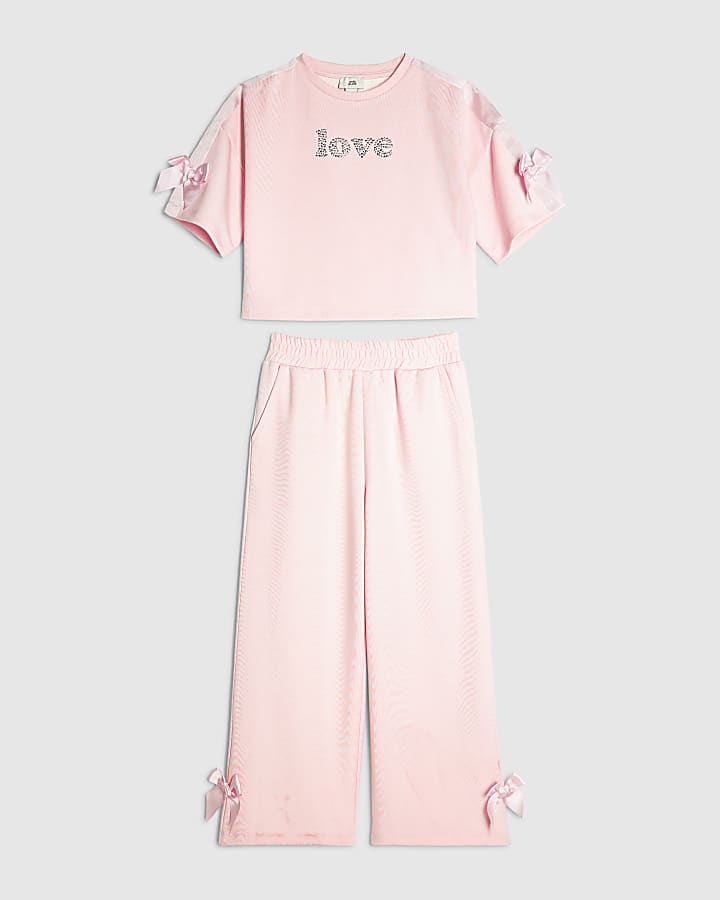 Girls Pink Premium T-Shirt And Joggers Set