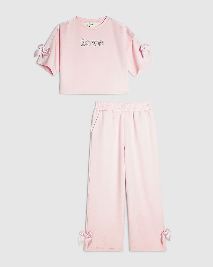 Girls Pink Premium T-Shirt And Joggers Set
