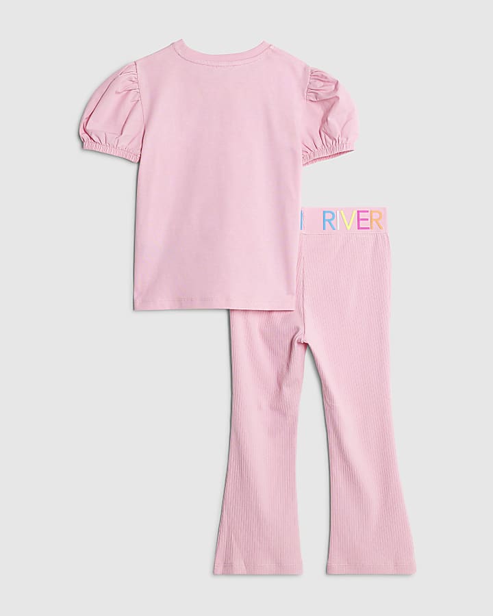 Mini Girls Pink Always Right Dog T-Shirt Set