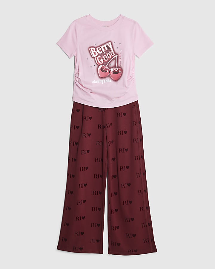 Girls Red Diamante Berry Good T-Shirt Set