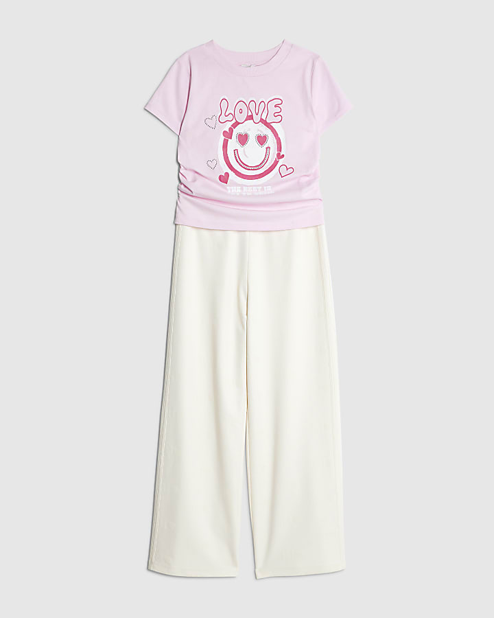 Girls Cream Love Smiley Face Set