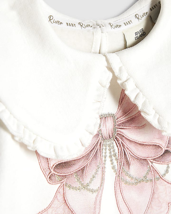 Baby Girls Cream Collar Bow Sweatshirt Set