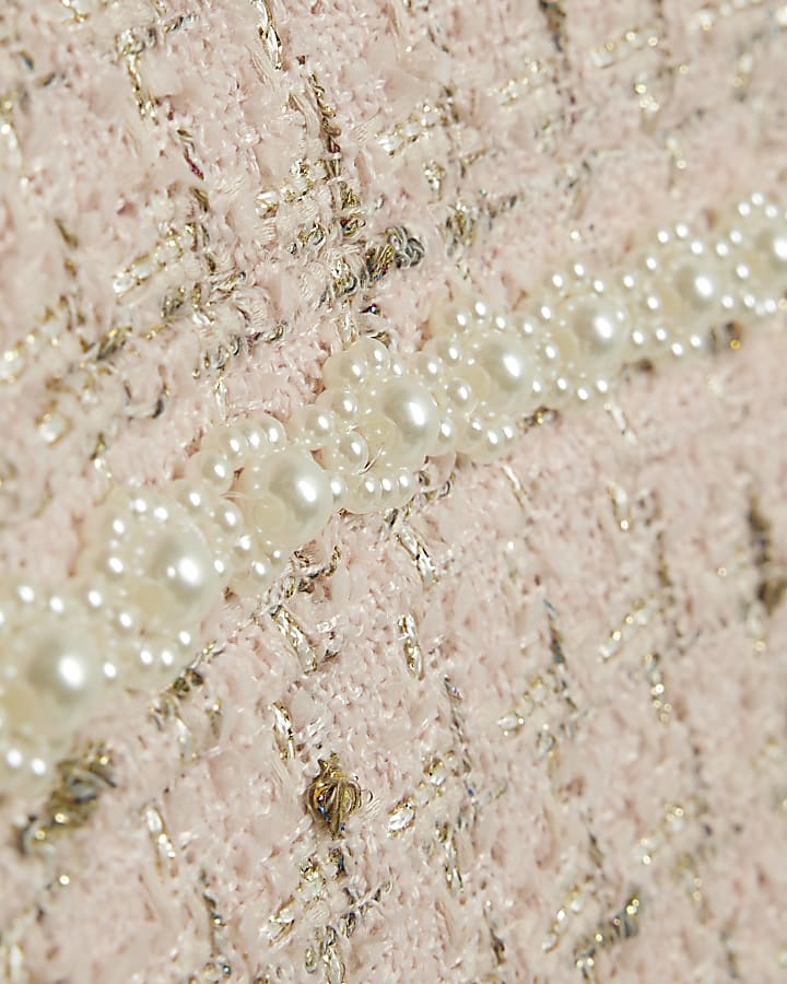 Girls Pink Bow Boucle Shift Dress