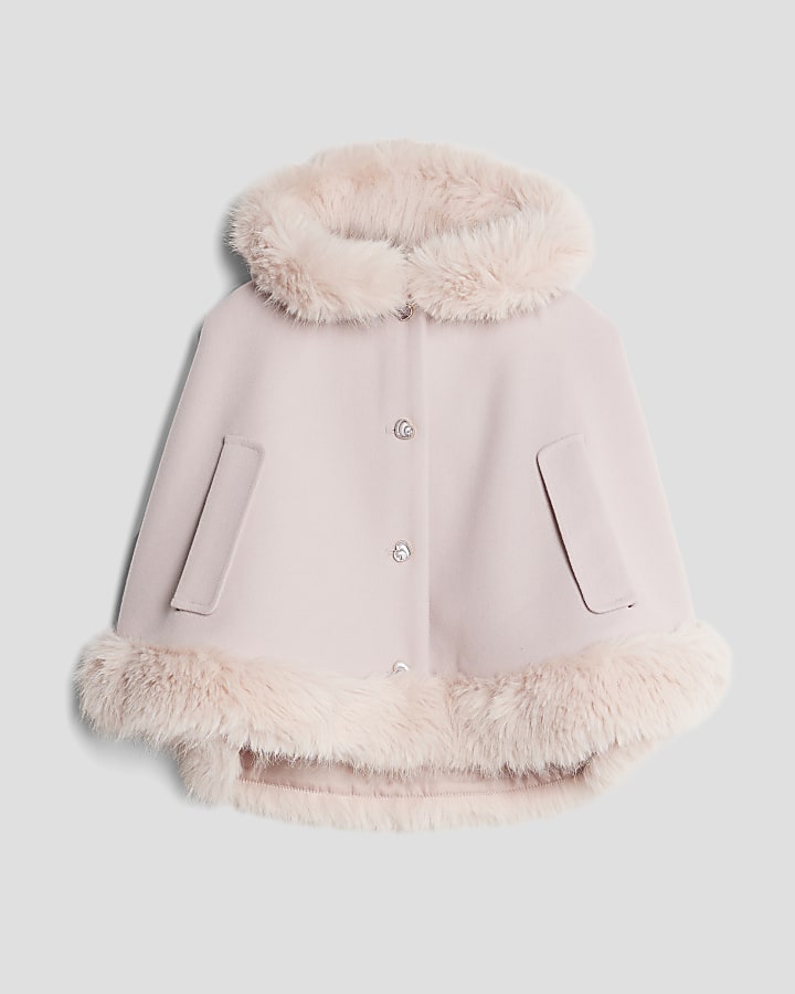 Mini Girls Pink Faux Fur Cape