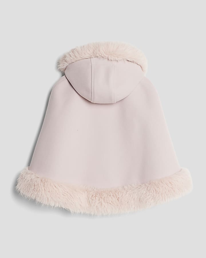 Mini Girls Pink Faux Fur Cape