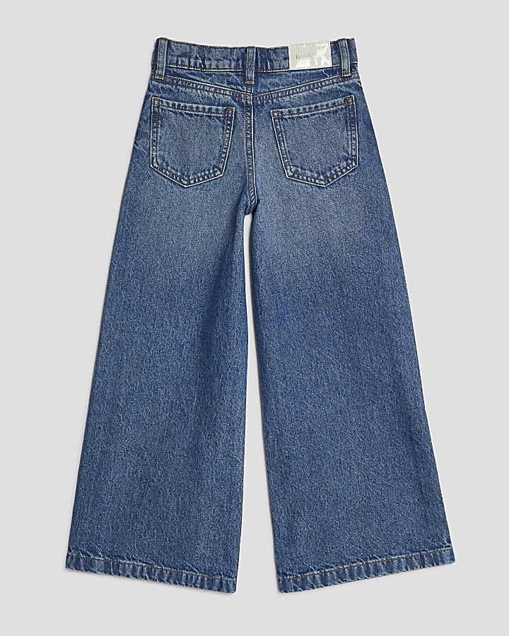 Girls Bow Diamante Wide Leg Jeans