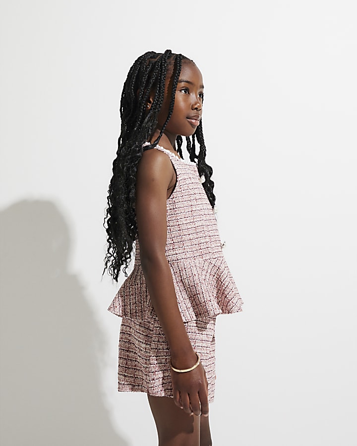 Girls Pink Boucle Skort