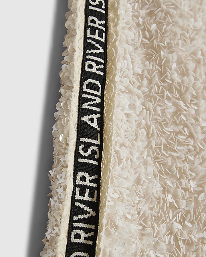 Girls Cream Sequin RI Side Taped Trousers