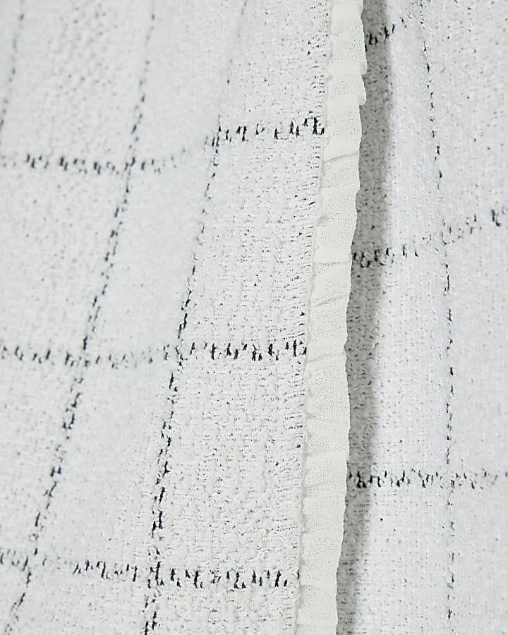 Girls White Boucle Skort