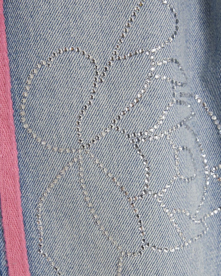 Girls Blue Graffiti Straight Jeans
