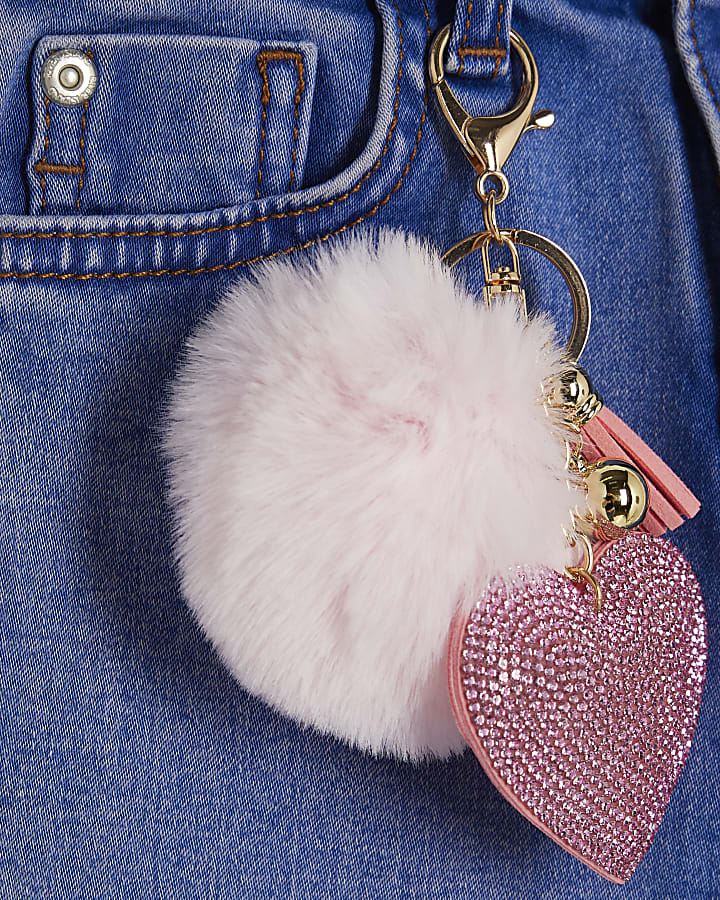 Girls Blue Flared With Pom Jeans