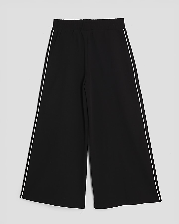 Girls Black Wide Leg Trousers