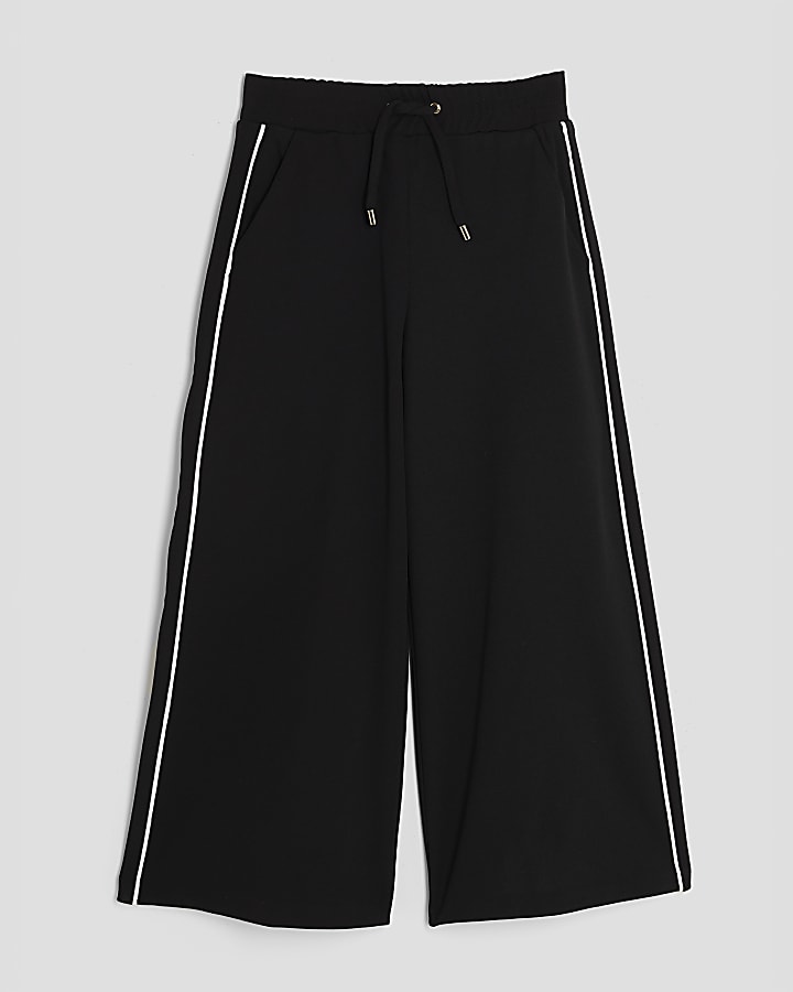 Girls Black Wide Leg Trousers