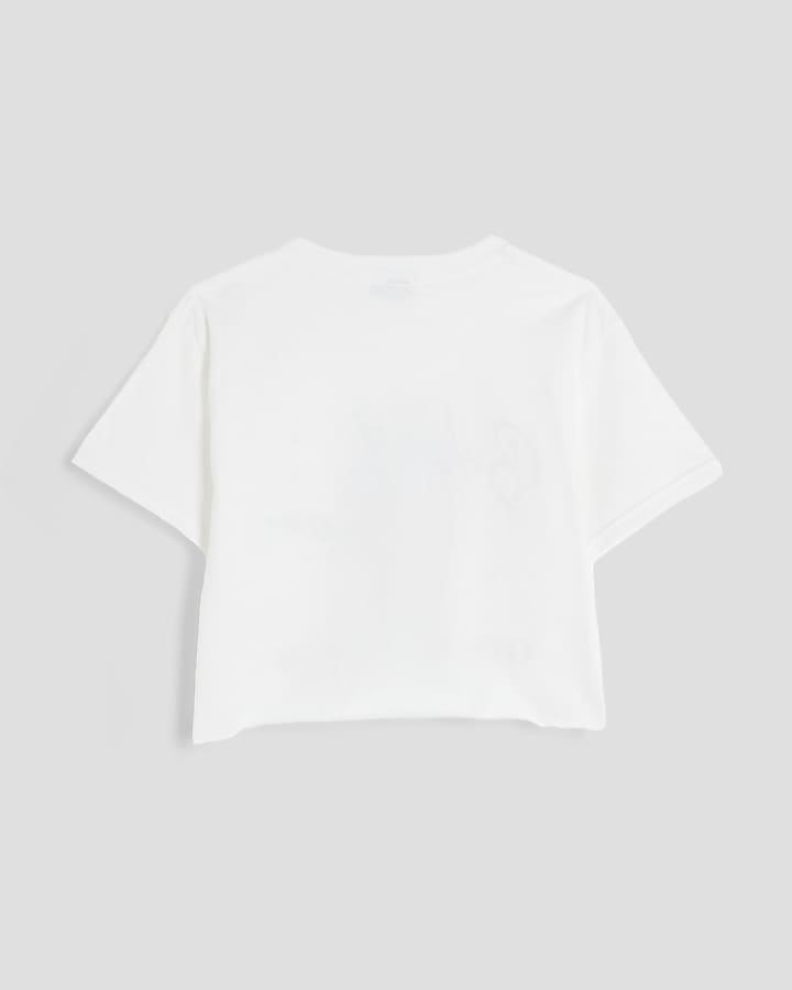 Girls White Bubble Queen Crop Top