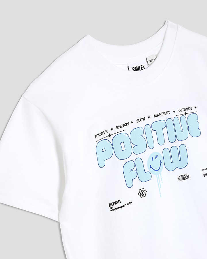 Boys White SmileyWorld® Positive Flow T-Shirt