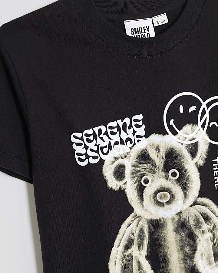 Boys Black SmileyWorld® Bear T-Shirt
