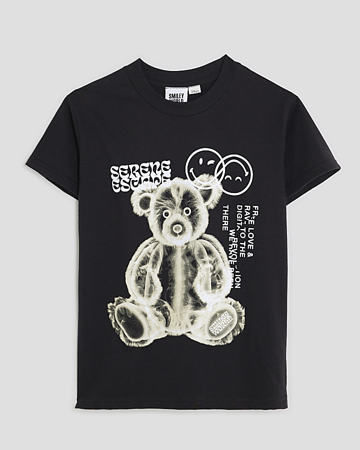 Boys Black SmileyWorld® Bear T-Shirt